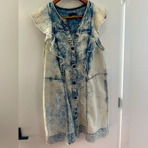 Pilcro from Anthropologie washed denim-style short dress.